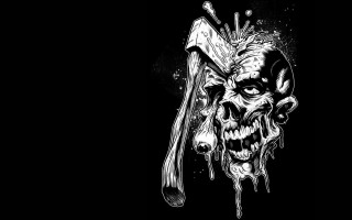 Skull hammer skull head on - paint splatter free wallpaper