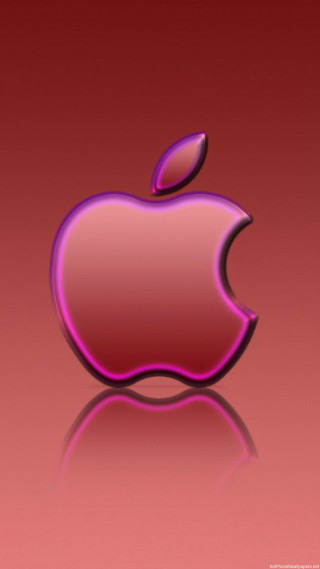 Pink apple logo red background - the bottom of the image free wallpaper for mobile