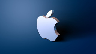 Apple logo blue background shadow 2 - an apple logo free wallpaper