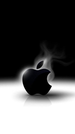 Apple logo smoke black background - abstract expressionism free wallpaper for mobile