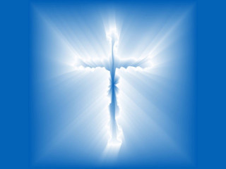 Cross bright light blue background - radiant light free wallpaper for desktop