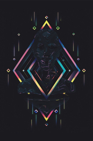 Digital artwork person black background - cyberpunk art free wallpaper for mobile