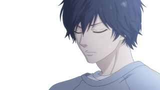 Blue hair sad man official - tachisme free wallpaper for desktop
