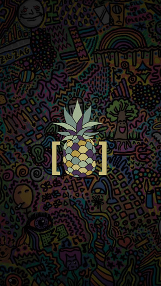 Colorful pineapple yellow frame pattern - free aesthetic wallpaper
