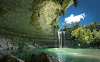 Waterfall river background blue sky 2 - a waterfall in the background free wallpaper