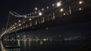 Bridge water night lights city 16 - dan mumford free wallpaper