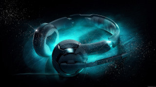Futuristic headphone glowing light side - glowing free wallpaper for desktop