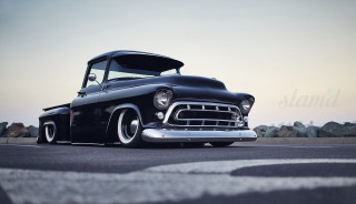 Classic black truck hood up - a hood free wallpaper