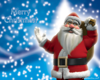 Cartoon santa waving merry christmas - merry free wallpaper for desktop