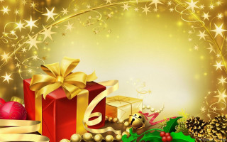 Christmas background presents decorations gold 7 - a gold ribbon free wallpaper