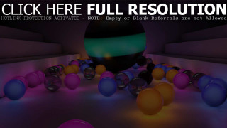 Neon balls bowling room raytraced - interactive free wallpaper