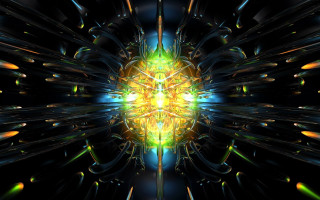 Yellow green flower psychedelic glowing - fractal free wallpaper