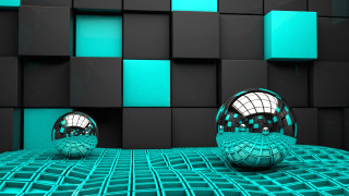 Shiny balls table wall cubes - a couple free wallpaper