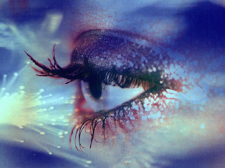 Close up woman eye water - a flower in the background free wallpaper