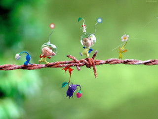 Tiny toy animals rope green - whimsical free wallpaper