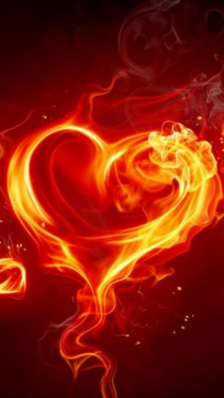 Heart fire black red swirl 2 - free hearts wallpaper for mobile