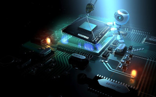 Robot circuit board light shining 3 - technology free wallpaper for desktop