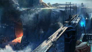 Man bridge mountain fire background - cedric peyravernay free wallpaper