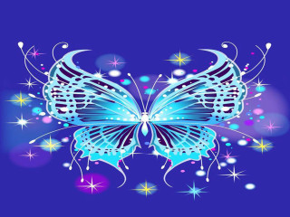 Blue butterfly stars swirls purple - a blue butterfly free wallpaper