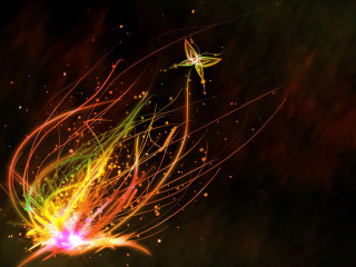 Colorful fireworks star blurry background - a star in the middle of it free wallpaper