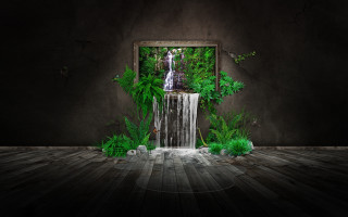 Waterfall hole plants picture frame - a picture frame free wallpaper for desktop