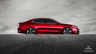 Red car concrete cloudy sky - clean line free wallpaper