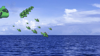 Green kites ocean cloudy day - 2 d sprite free wallpaper
