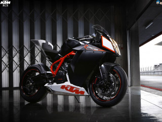 Black orange motorcycle garage building - a red stripe free wallpaper