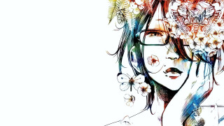 Woman flower crown glasses head - a flower crown free wallpaper for desktop