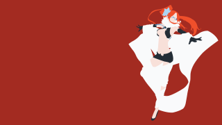 Woman red hair dancing furry - minimalist free wallpaper for desktop