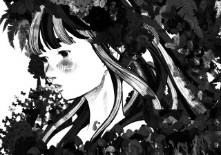 Black white girl long hair 2 - a manga drawing free wallpaper