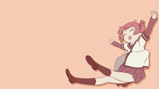 Pink haired girl sky reaching - flat color free wallpaper