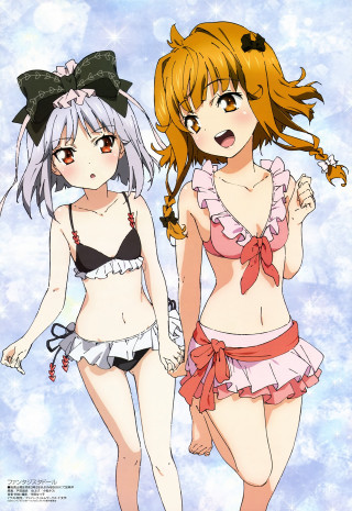 Two anime girls snow bathing - two anime girl free wallpaper for mobile