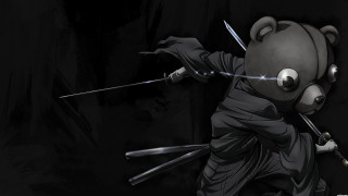 Panda swords black background white - two sword free wallpaper