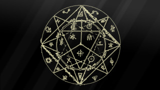 Gold pentagram zodiac signs black - eldritch free wallpaper