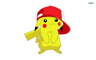 Cartoon pikachu red hat baseball - a red cap free wallpaper