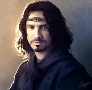 Man longhair crown blackjacket scarf - free fantasy wallpaper for tablet