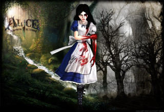 Woman costume knife forest trees - dark art free wallpaper