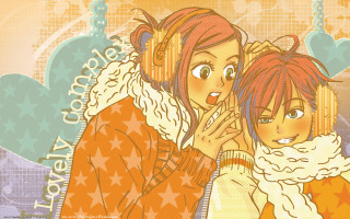 Anime girls red hair scarf - their head free wallpaper for desktop