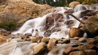 Waterfall rocks fallen tree branch - fallen free wallpaper