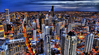 Cityscape tall buildings night cloudy 2 - free city wallpaper