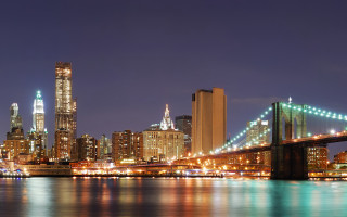 City skyline bridge river night 37 - a bridge in the foreground free wallpaper