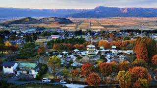 Small town autumn mountains river - autumn time free wallpaper