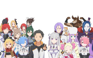Anime characters group white background 20 - a white background behind them free wallpaper