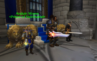 Animated characters sword lion building - animated free wallpaper