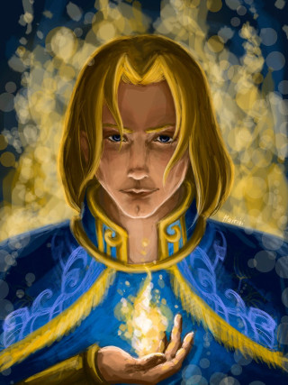 Woman glowing fire blue background - andor basch free wallpaper for mobile