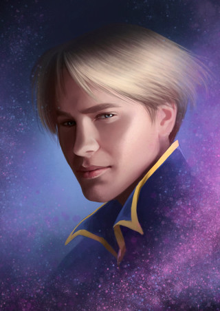 Blonde man blue shirt space - andor basch free wallpaper for mobile