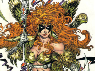 Orange hair sword demon face - michael kaluta free wallpaper