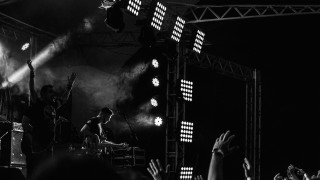 Band stage hands up lights - a band free wallpaper