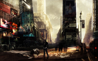 Man city street tall building - a city street next free wallpaper